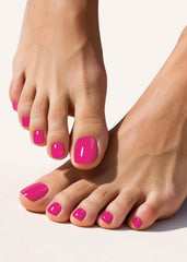 Wahrshei front packaging showing hot plum gel toenail strips and kit contents for quick pedicures