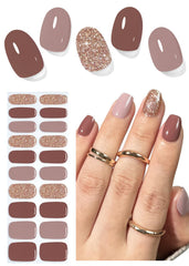 Wahrshei front packaging showing 20 camel glitter gel strips and tools for easy application