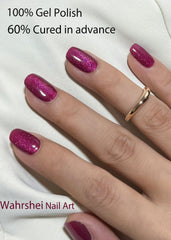 Wahrshei sticker curing under LED lamp on nail, creates glossy durable finish