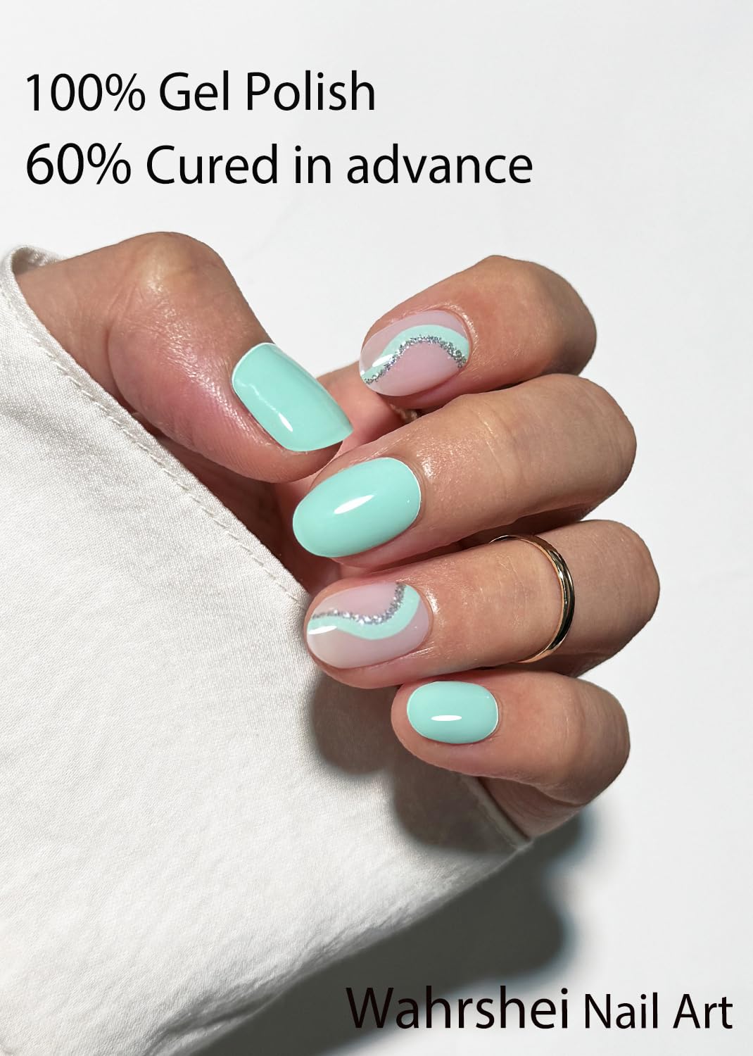 Wahrshei close-up of semi-cured mint green strip texture highlighting glossy finish