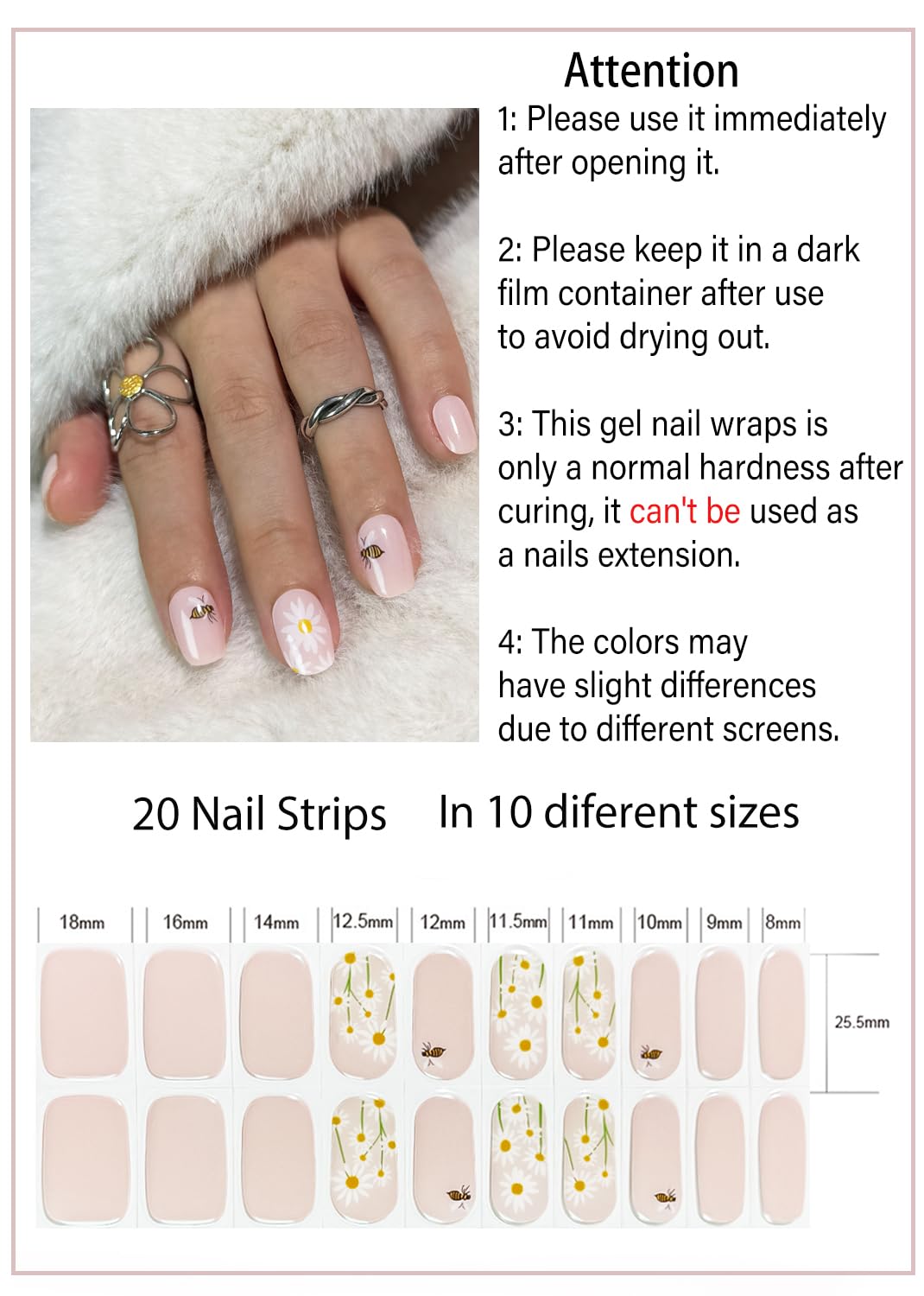 Wahrshei nail strips applied on fingers after curing showing salon-like shine and neat edges
