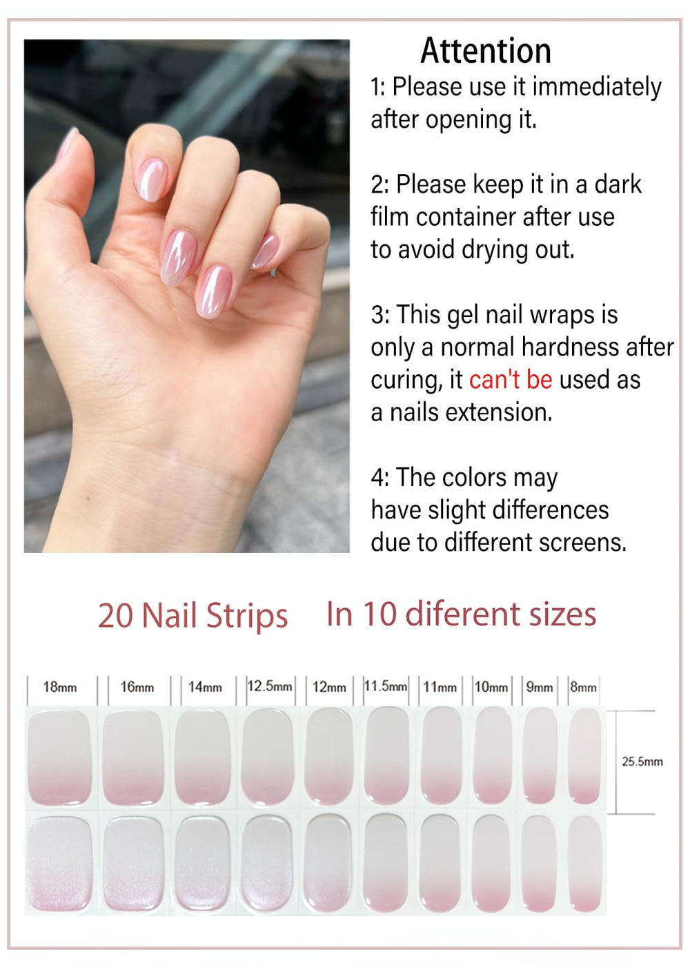 Wahrshei gel strips curing under led lamp demonstrating quick durable shine