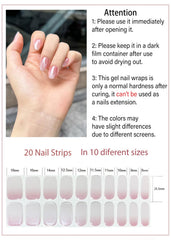 Wahrshei gel strips curing under led lamp demonstrating quick durable shine