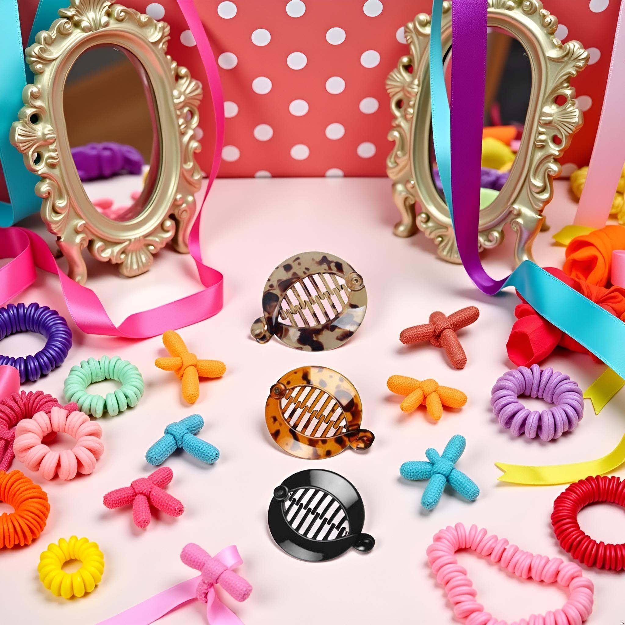 WaigN round ponytail holder top view showing compact shape for tidy buns