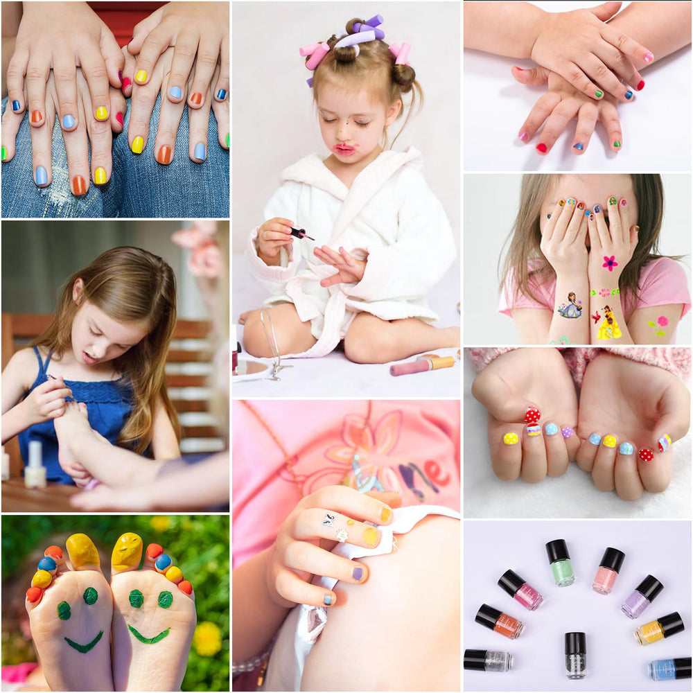 wakaniya child painting nails with parent supervision showing quick-dry formula for faster play