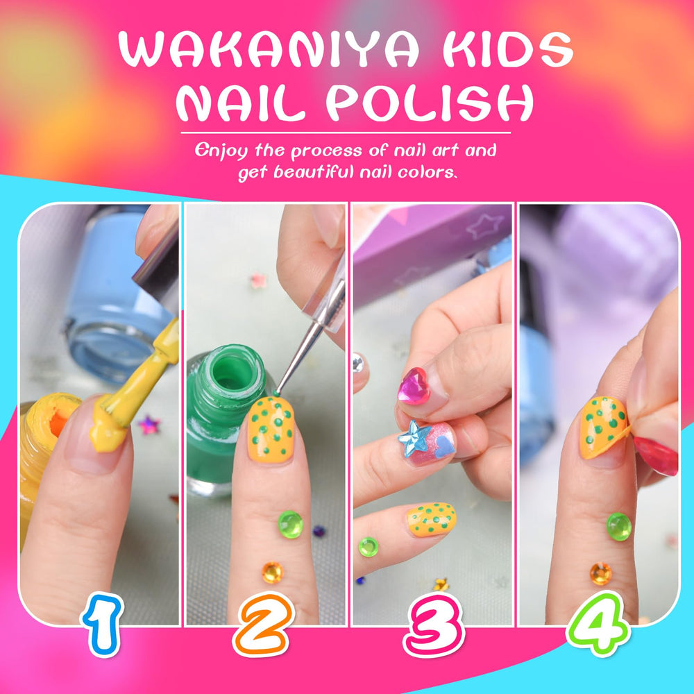 wakaniya nail art in use on a child showing easy quick-dry results