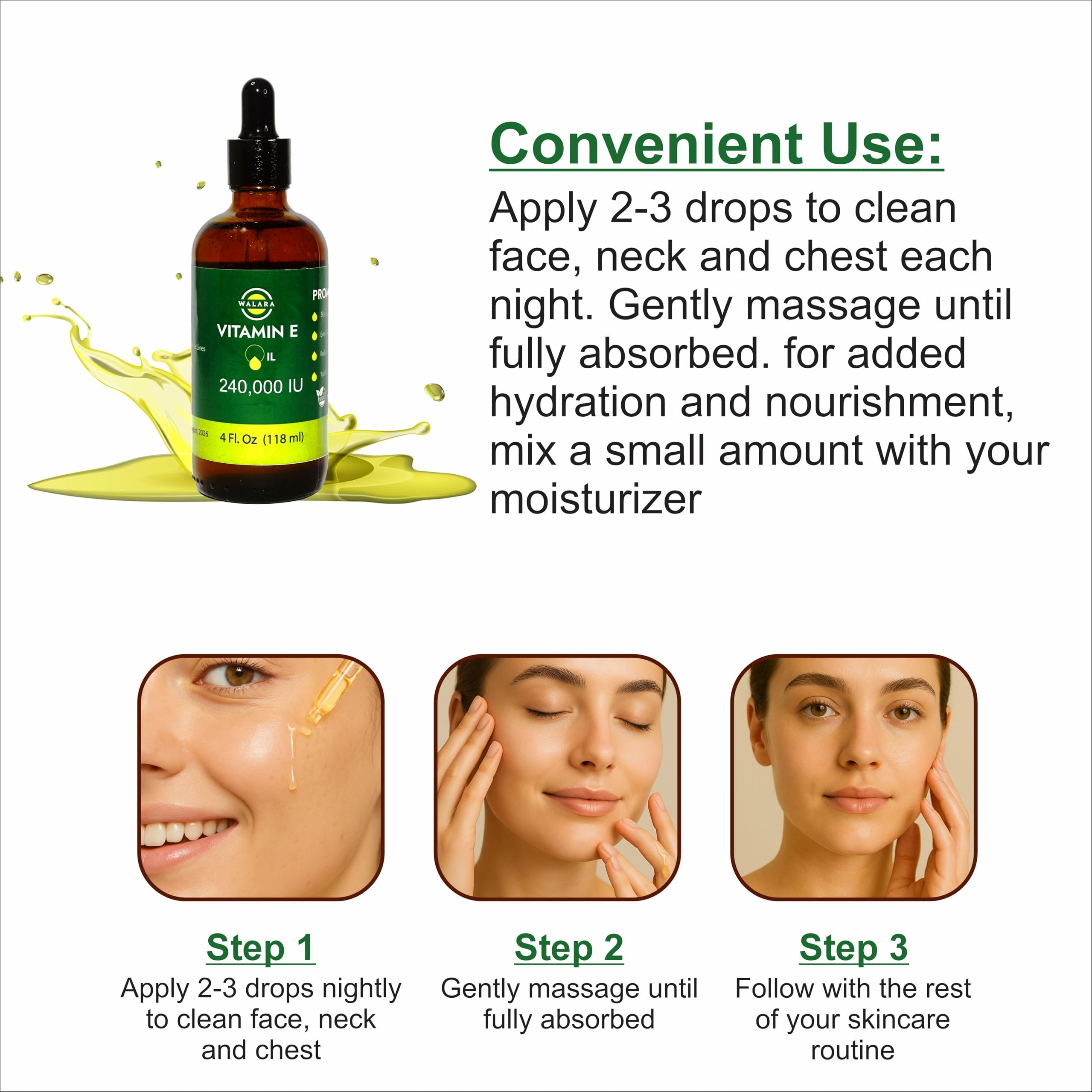 WALARA oil texture close-up showing silky consistency and hydration