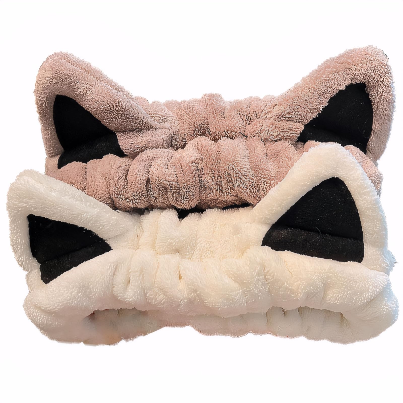 Waliah front view of two beige khaki headbands showing shape and color benefit