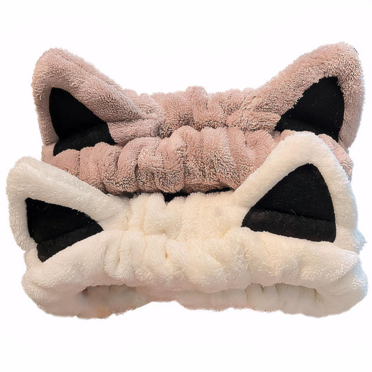 Waliah front view of two beige khaki headbands showing shape and color benefit