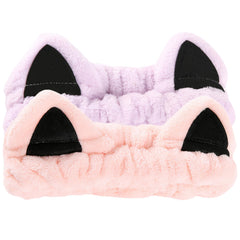Waliah pair front view showing pink and purple headbands and cute cat ears