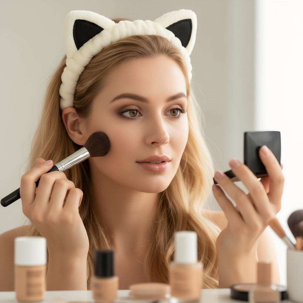 Waliah headband worn by model demonstrating secure, hair-holding benefit