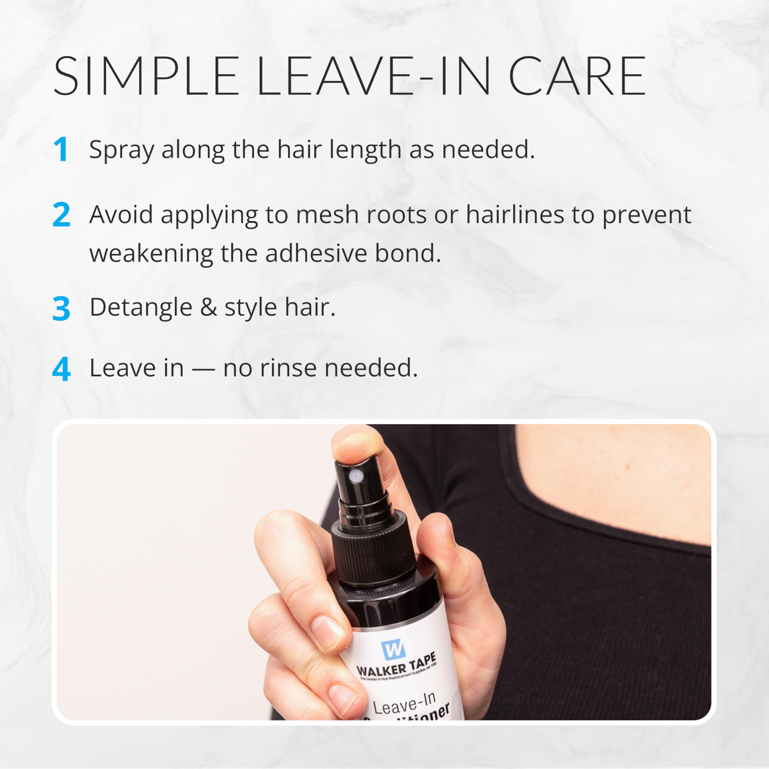 Walker Tape in-use on a wig install showing easier styling benefit