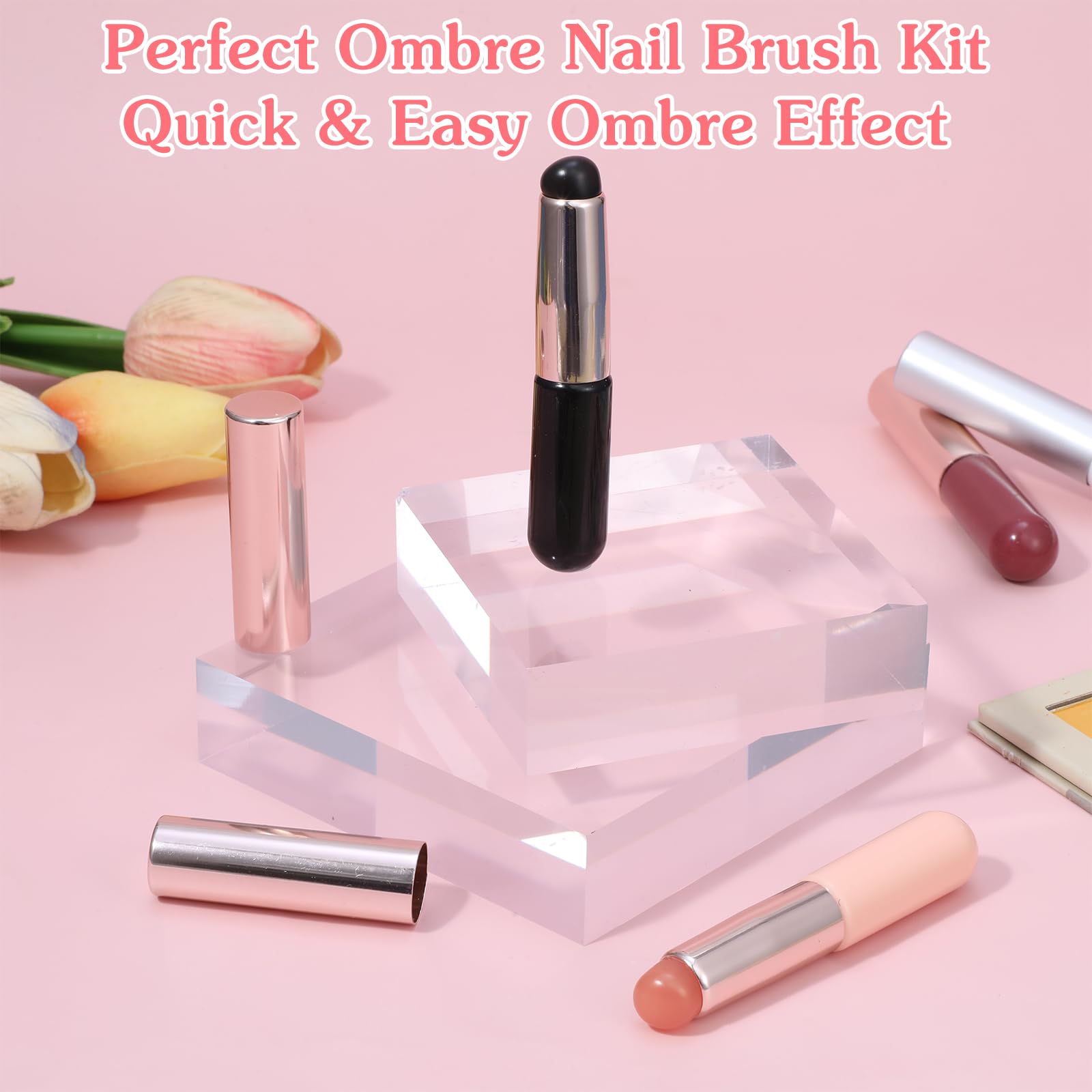 Wanmu applicator applying chrome powder to nail demonstrating even reflective finish