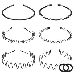 WantGor front view of six black metal headbands shows pack convenience