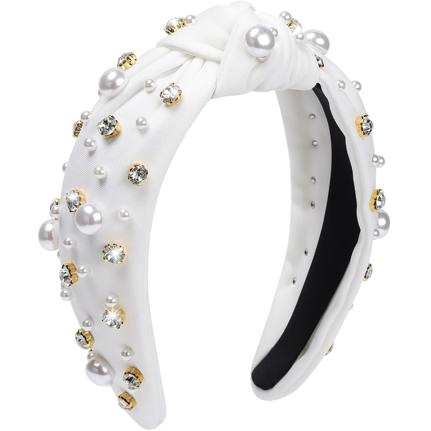 WantGor front view white pearl headband showing elegant design and fit