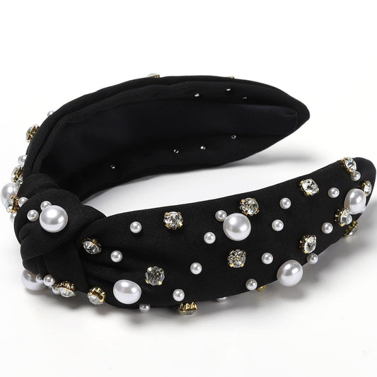 Close-up of WantGor pearls and rhinestones detailing durable beading and luxury sparkle