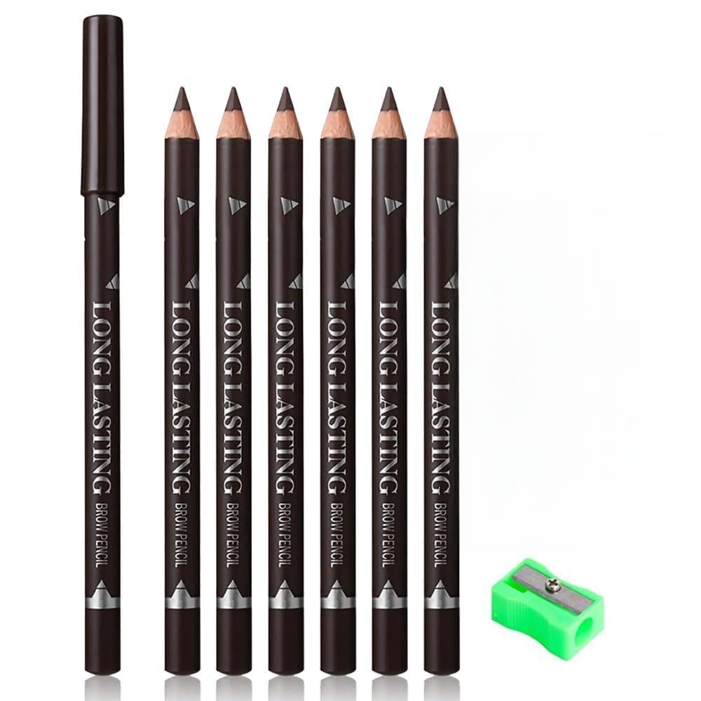 WanTuoluo front packaging showing six dark brown pencils and sharpener benefits neat storage