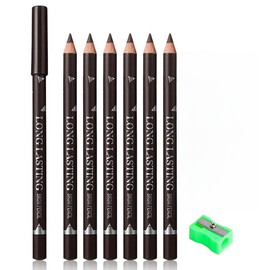 WanTuoluo front packaging showing six dark brown pencils and sharpener benefits neat storage