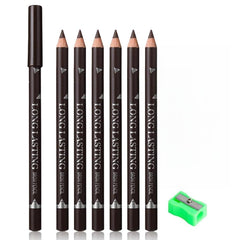 WanTuoluo front packaging showing six dark brown pencils and sharpener benefits neat storage