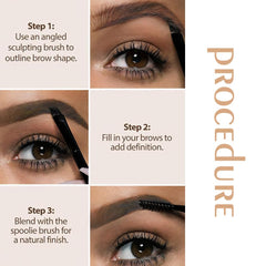 WanTuoluo brow kit in use showing realistic filling and soft hairlike strokes