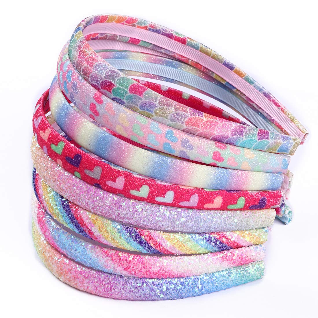 WANYU front view of colorful 8-pack headbands showing variety and sparkle