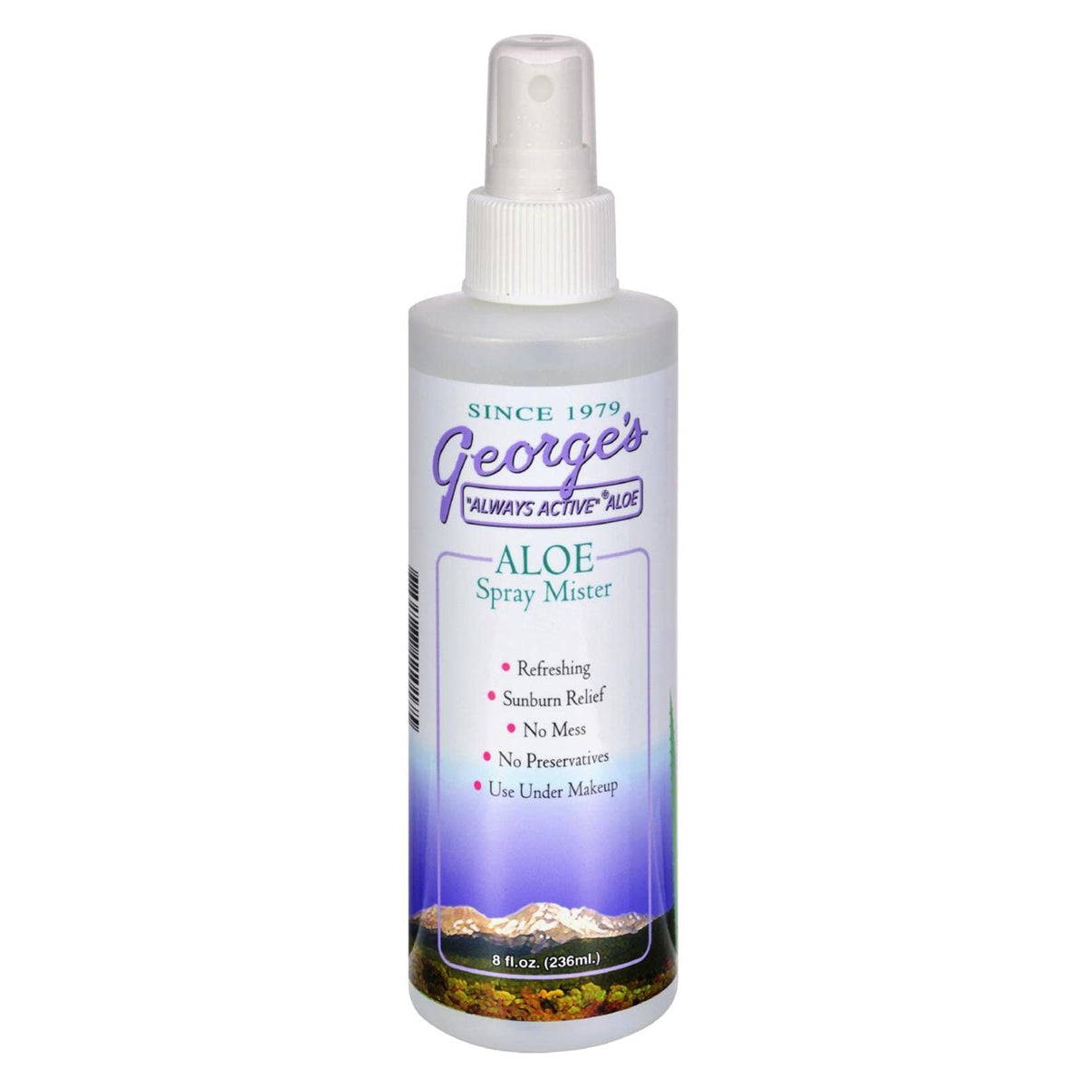 Warren Laboratories George's Aloe spray bottle front view showing easy no-mess cooling