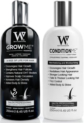 Watermans front packaging of shampoo and conditioner shows product pair benefits