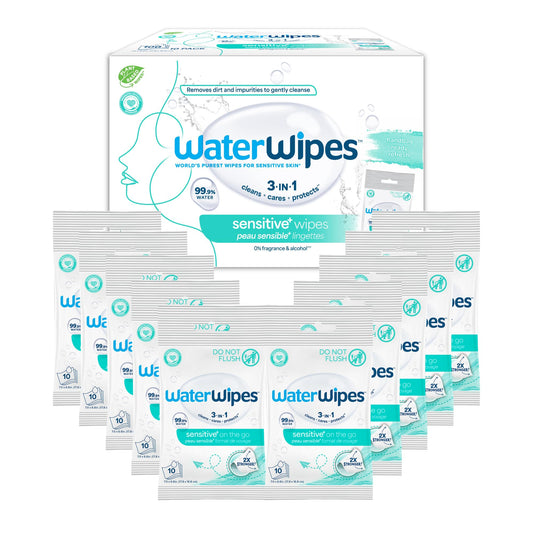 WaterWipes front pack view showing product and clean design benefit