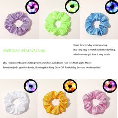 WATETTY scrunchie worn in ponytail showing glow visibility and secure hold