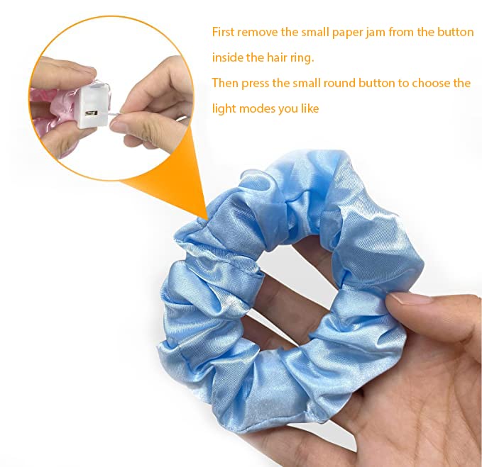 WATETTY scrunchie worn on wrist showing dual use as hair tie and bright accessory
