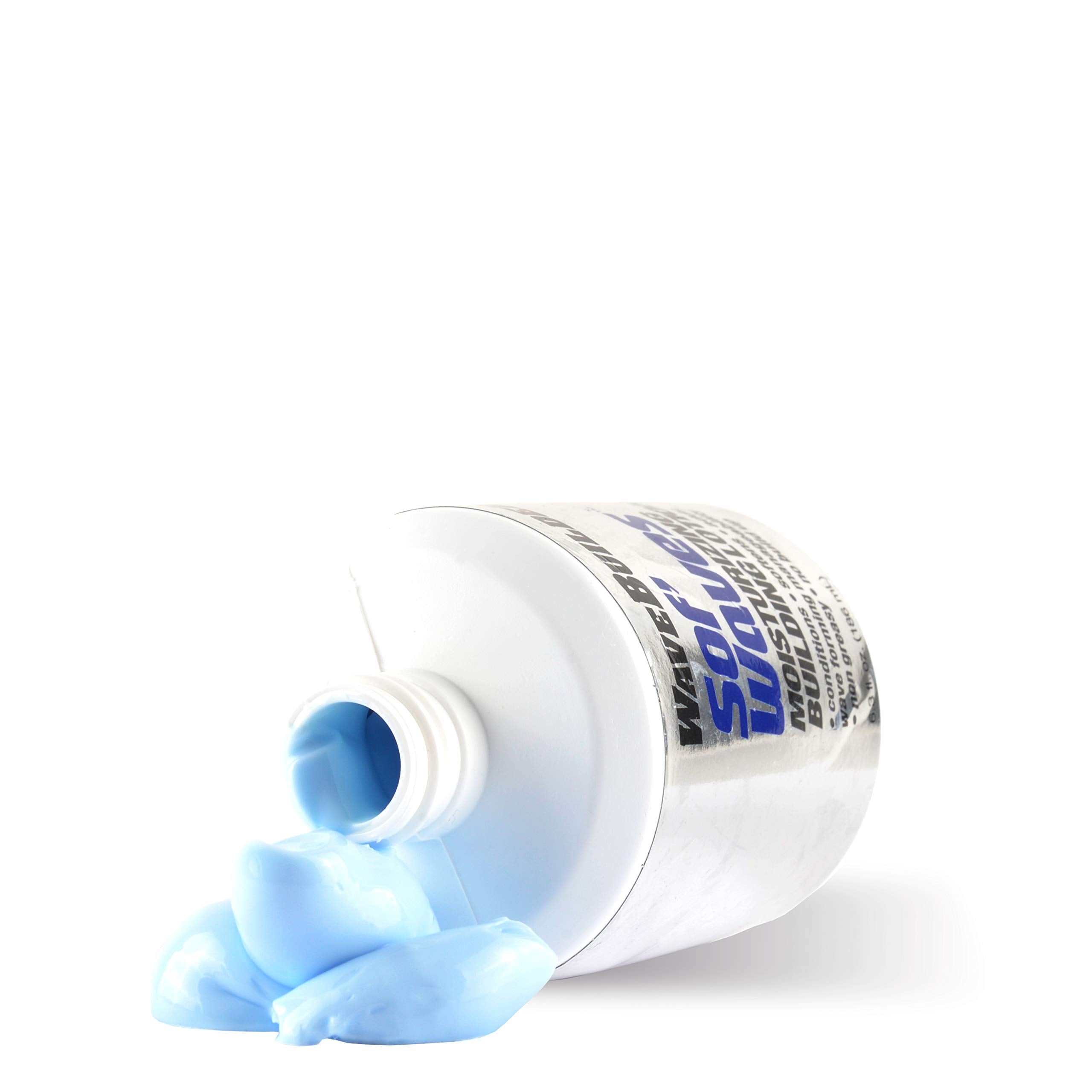 WAVEBUILDER lotion texture close-up, shows lightweight absorbent formula for soft waves