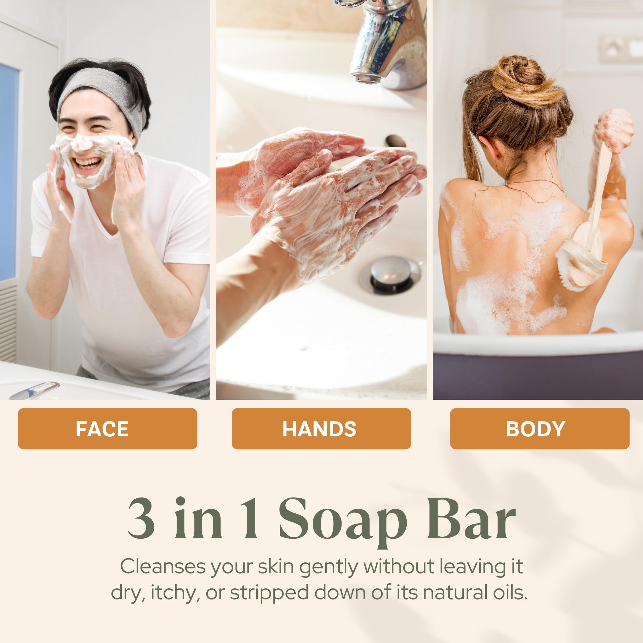 Wavertree & London soap bar in hand illustrating 7oz size and durable density