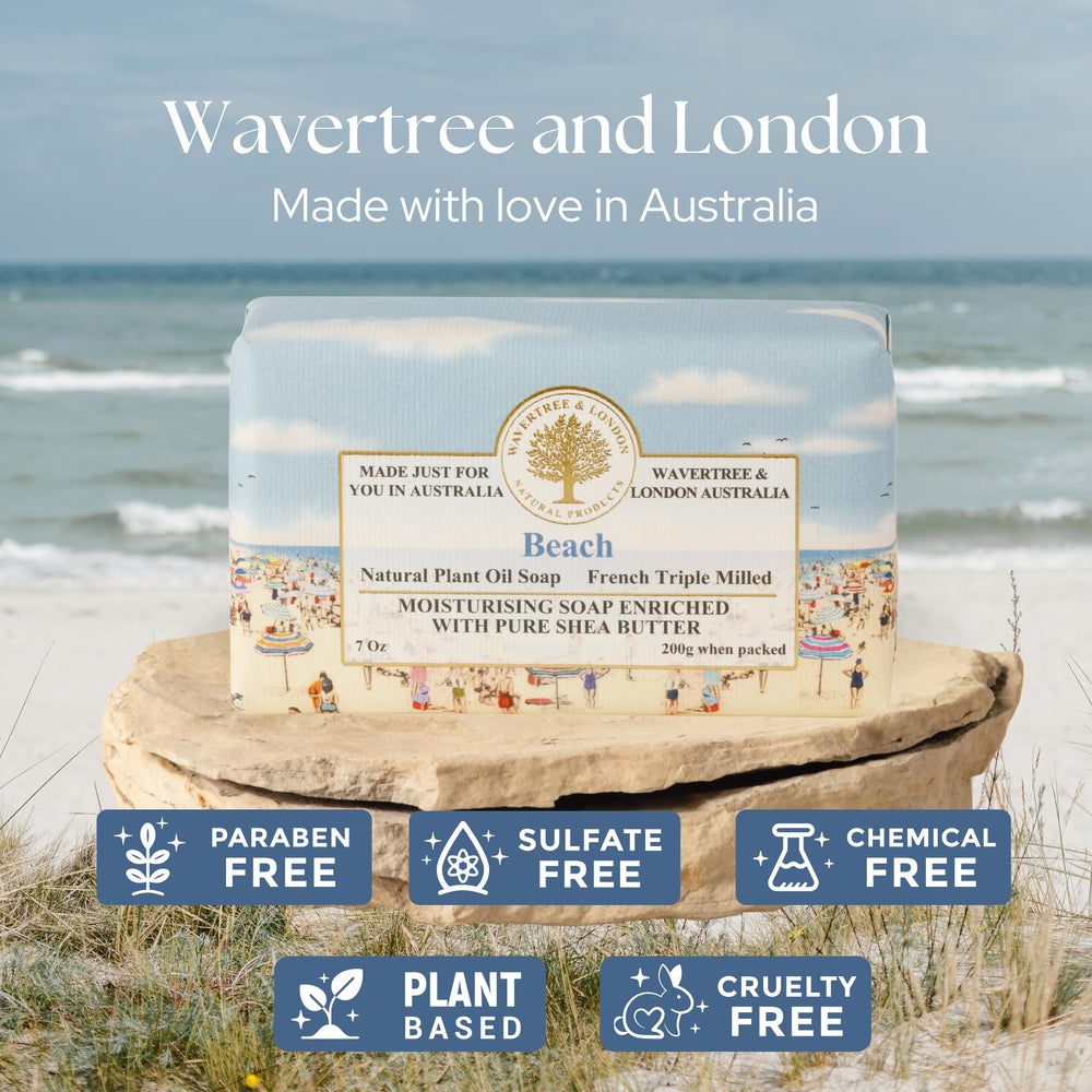 Wavertree & London angled side view of soap highlighting dense triple-milled texture