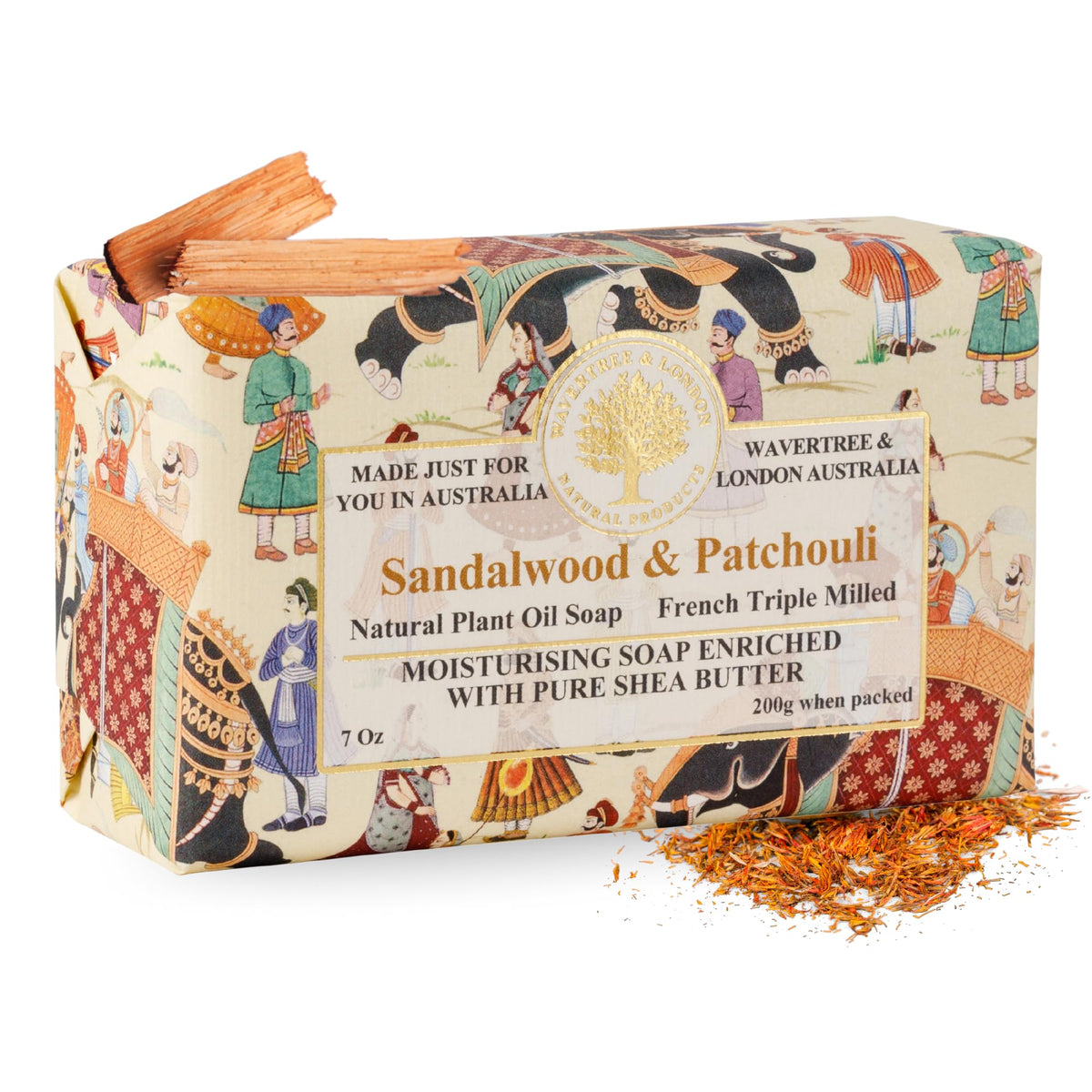 Wavertree & London front packaging showing sandalwood patchouli scent and gifting appeal