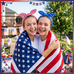 Wavyknot headband worn with parade outfit for instant patriotic style