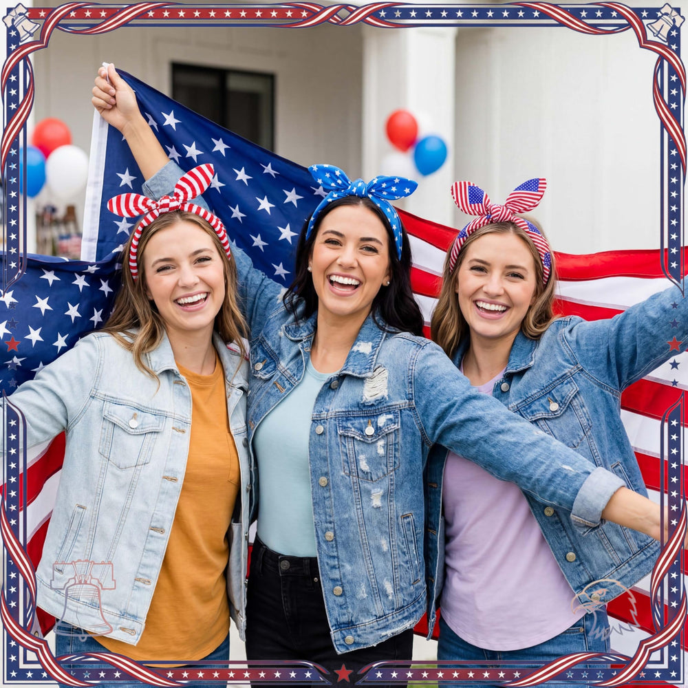 Wavyknot headband in fireworks setting for standout celebration photos