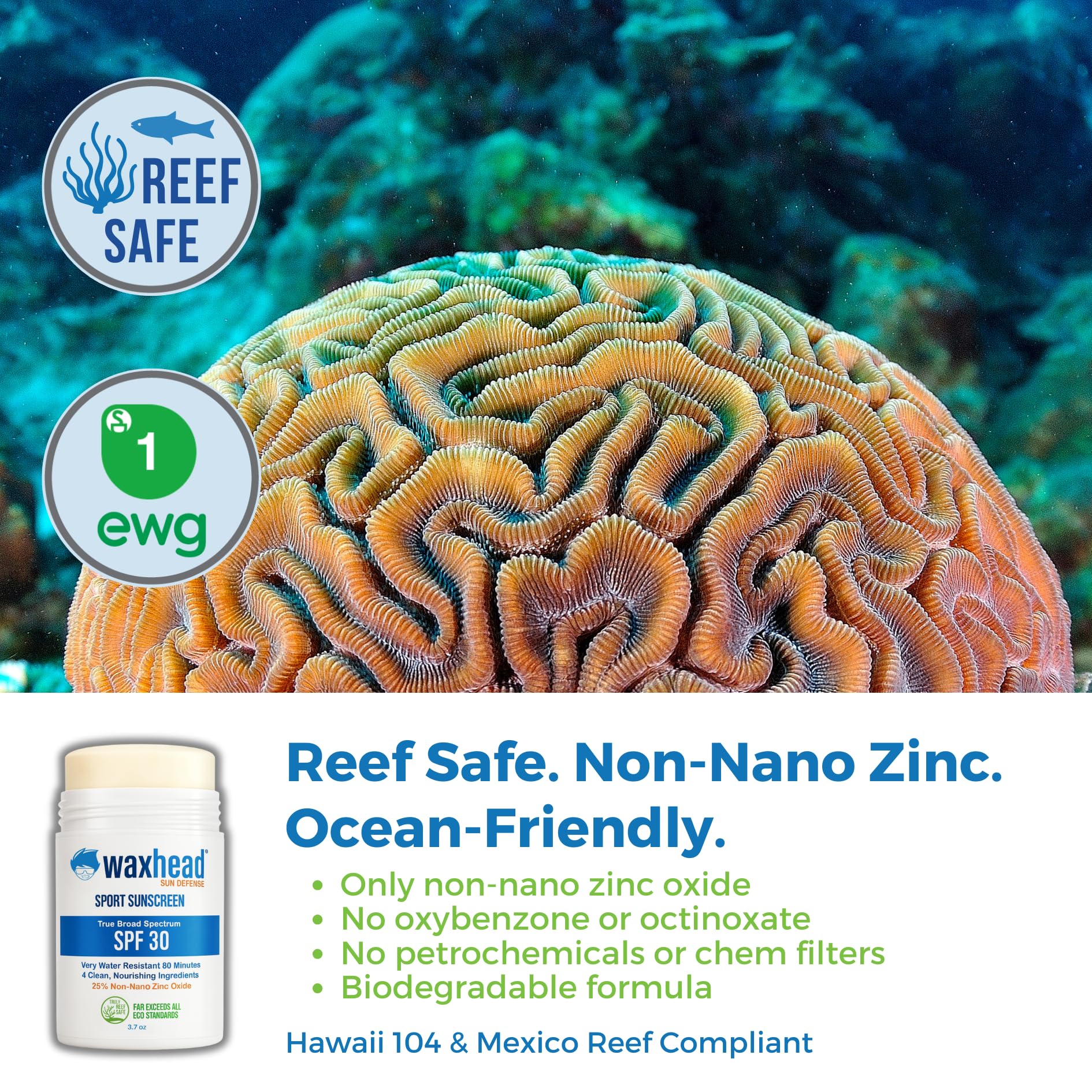 Waxhead stick beside beach gear showing reef-safe outdoor use