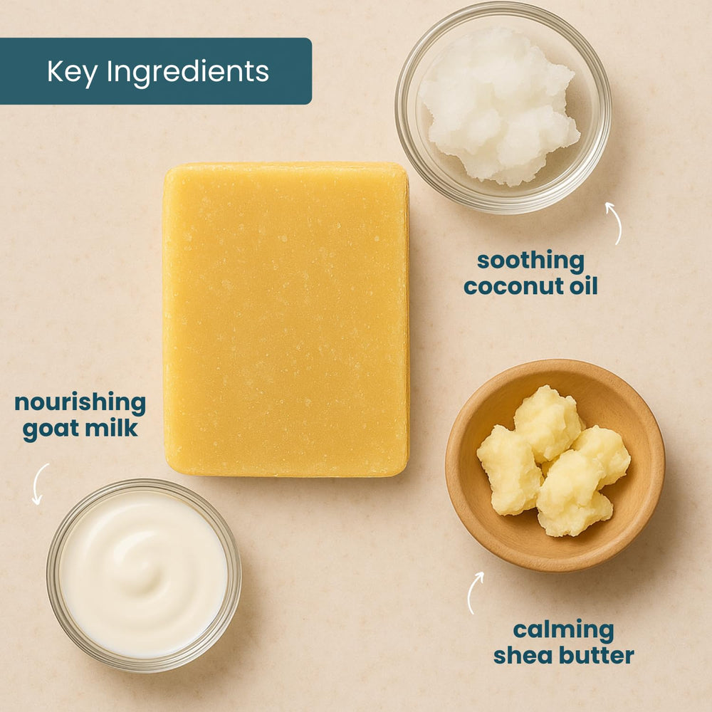 Way Natural ingredient label close-up showing real goat milk benefit: ingredient transparency