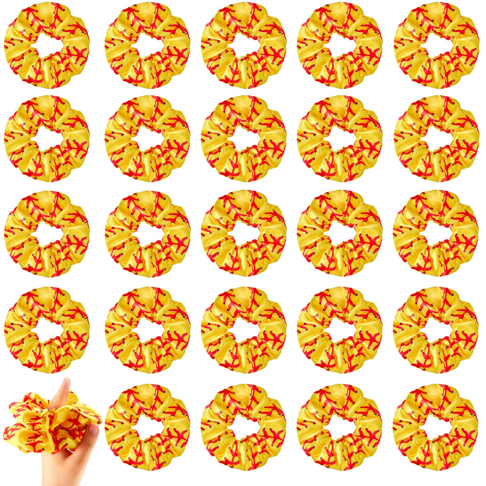 Waydress front packaging of 24 softball scrunchies shows bulk value and bright color