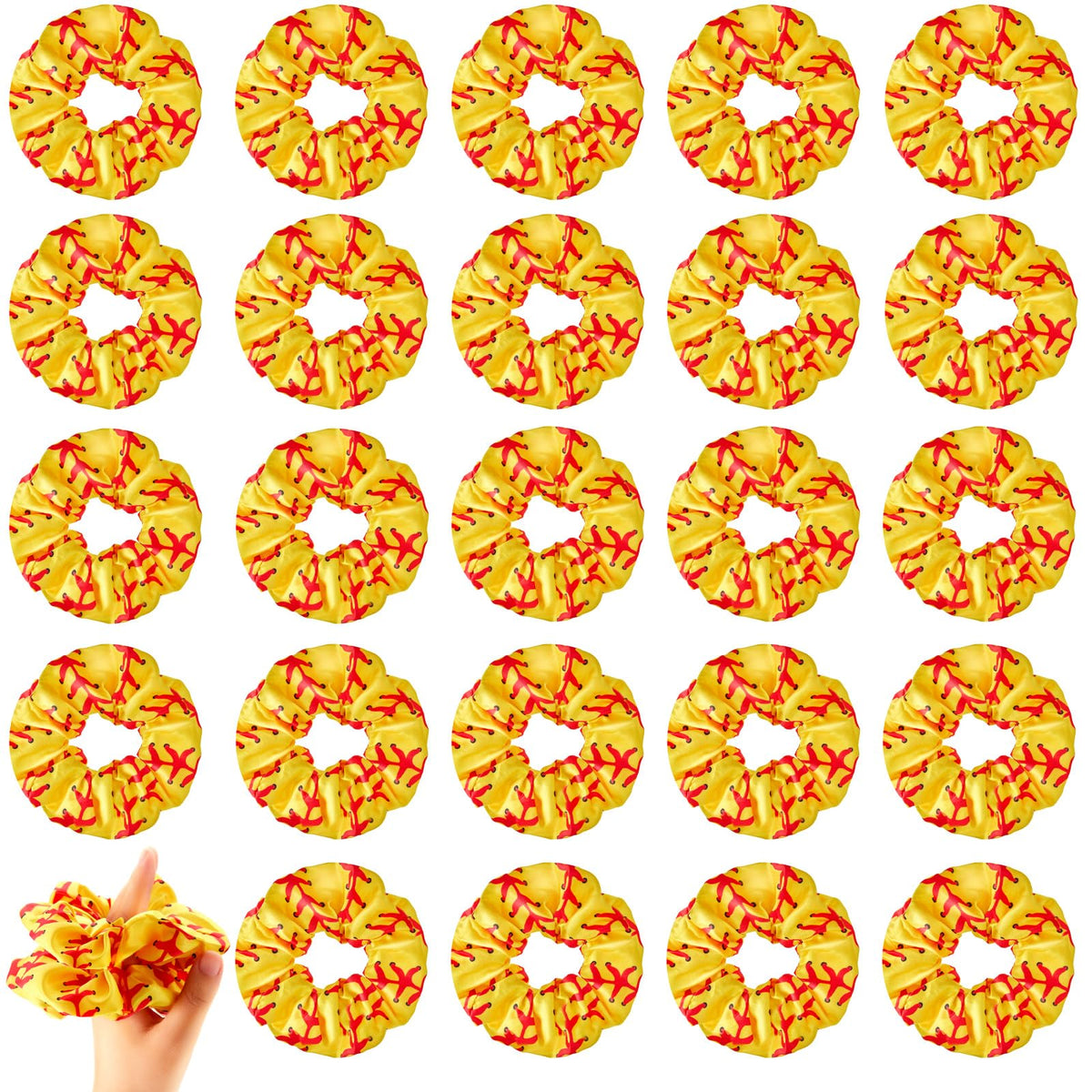 Waydress front packaging of 24 softball scrunchies shows bulk value and bright color