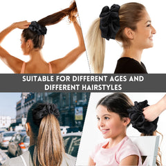 Waydress scrunchie held in hand to show 7.2-inch scale and comfortable large size
