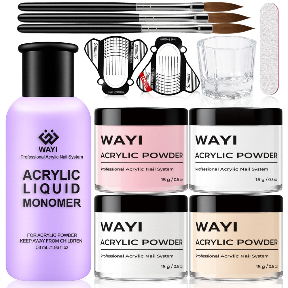 WAYI kit front packaging showing complete acrylic set and tools for beginners