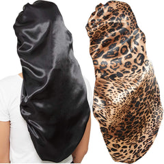 Wbfwbb front view of black and leopard bonnets showing colors and fit benefits