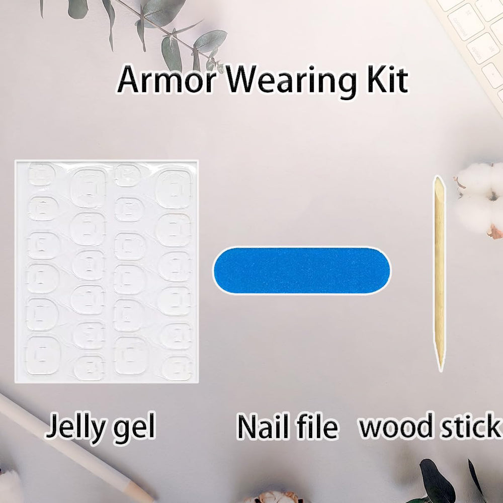 WBRRFJJ kit contents with 24 nails wooden stick and nail file for easy at-home manicure