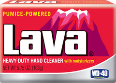 WD-40 Lava bar in use on mechanic hands removing grease for faster cleanup