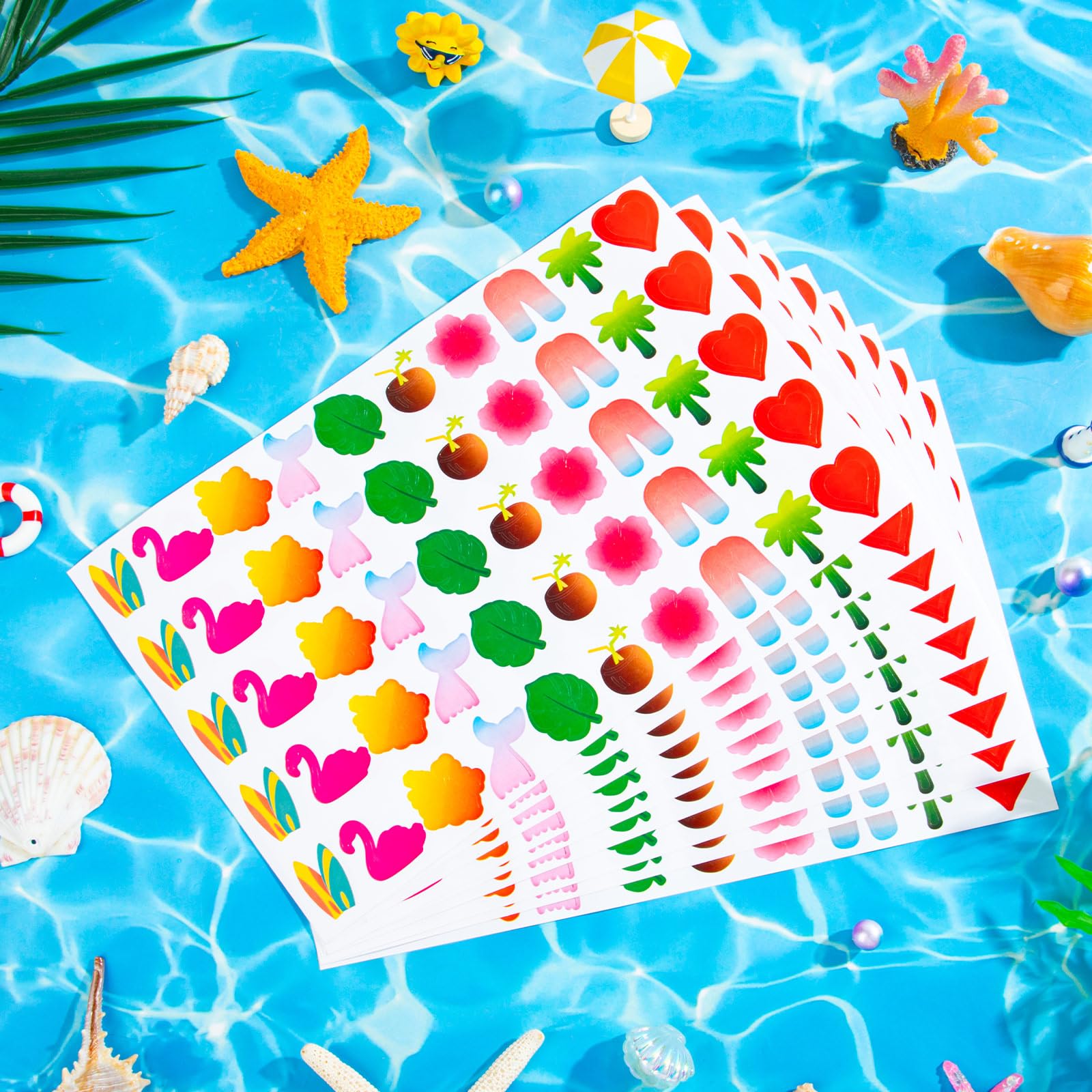 WDAHDHP model at beach wearing stickers showing playful summer look benefit