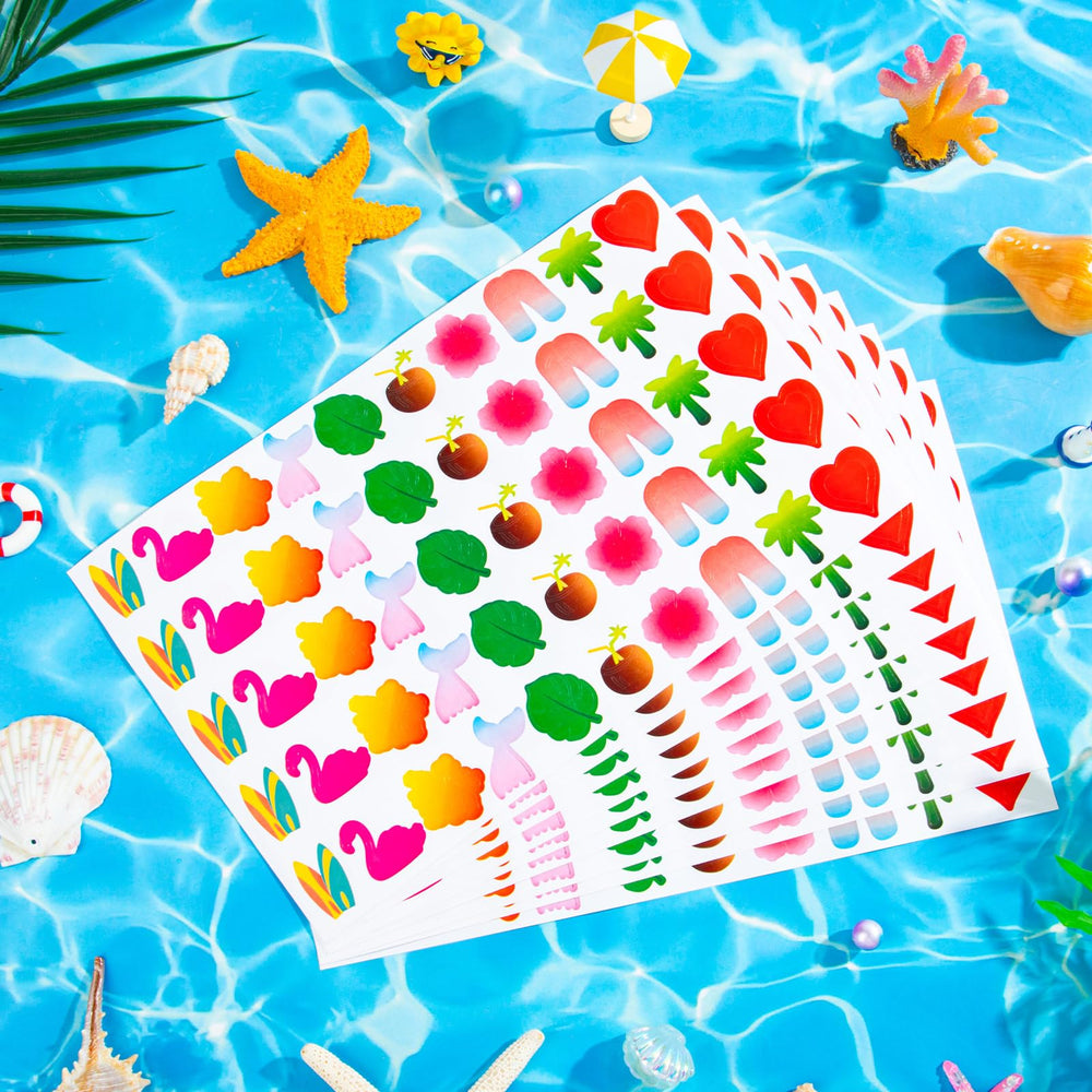 WDAHDHP model at beach wearing stickers showing playful summer look benefit