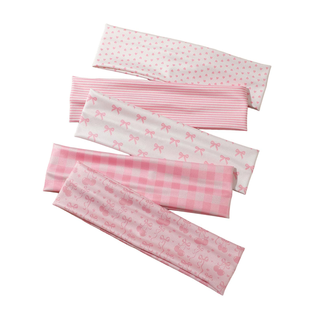Weazppre front view of 5-pack pink sport headbands showing variety and value