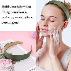 Wecoe headband held in hand to show scale and flexible fit for most women and girls