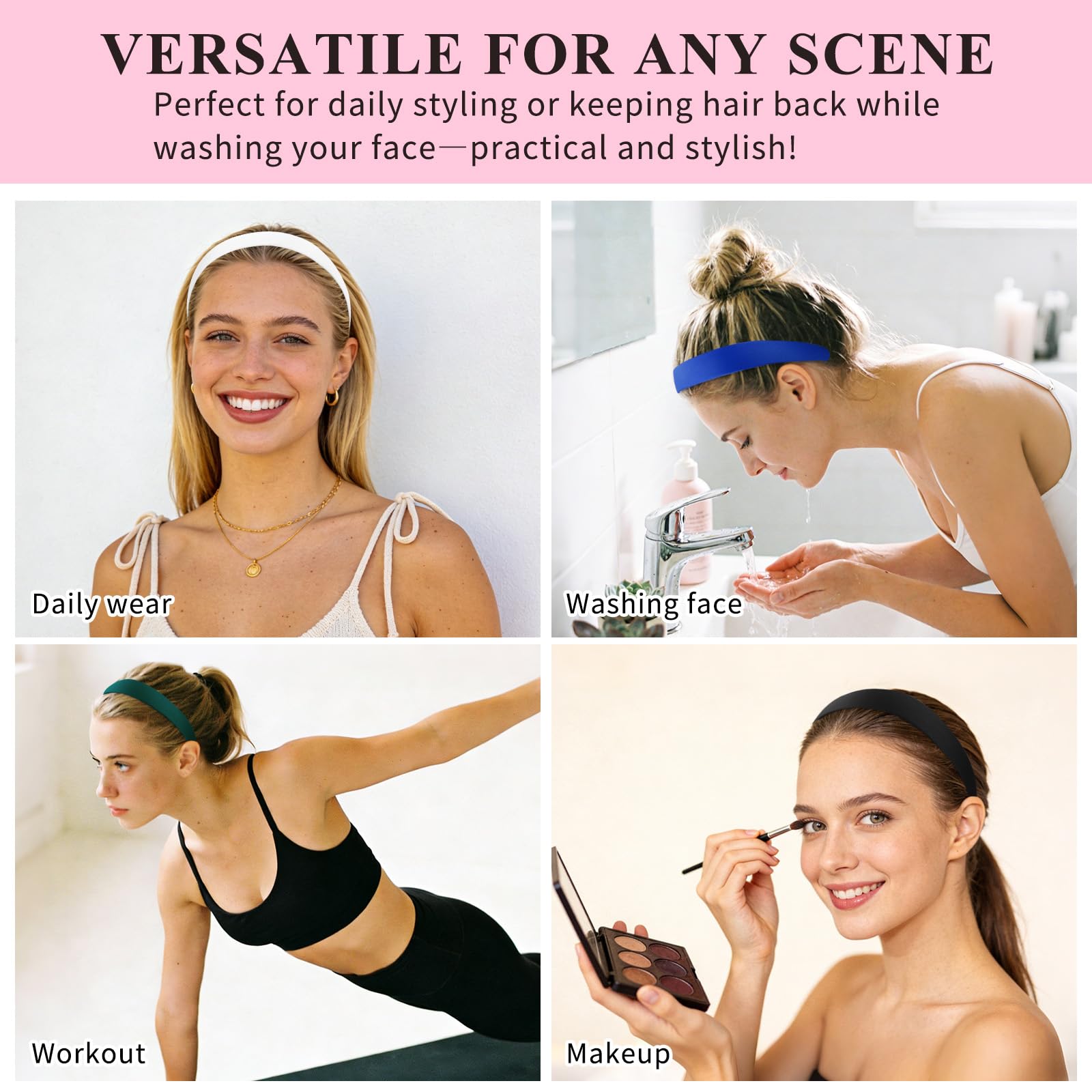 Wecoe headband worn on straight hair showing secure, comfortable hold